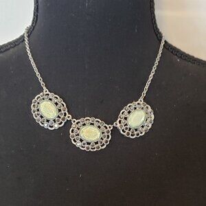 Liz Claibourne Green/ Gray Paved Necklace